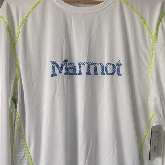 NWT Marmot Windridge Graphic White Cobalt Long Sleeve Shirt Men's Sz XL - Picture 2 of 7